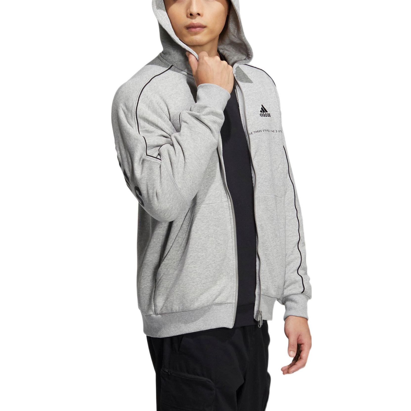 adidas 3-stripes hoodie 'Grey' IA9437