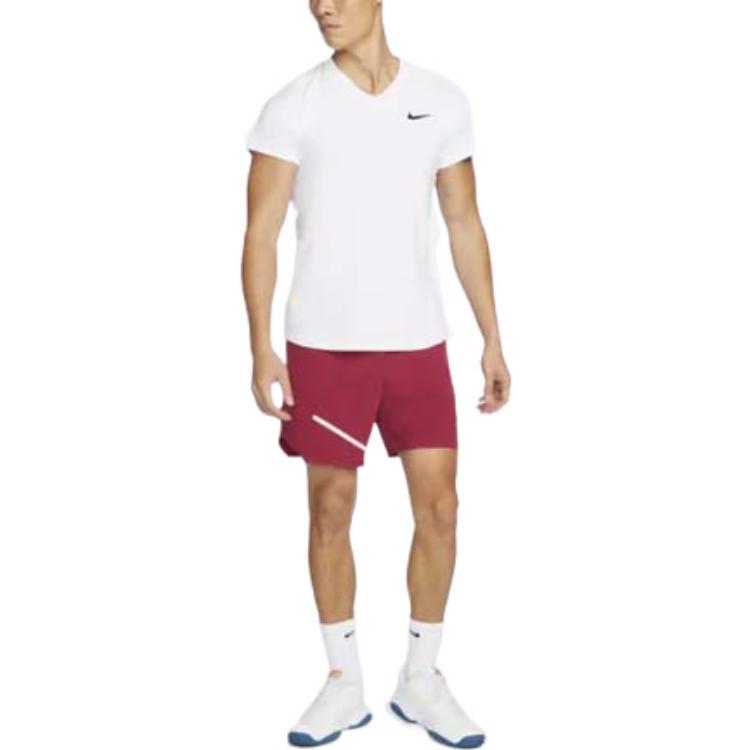 Men's Nike SS22 Logo Printing Elastic Waistband Tennis Red Shorts DD8312-690