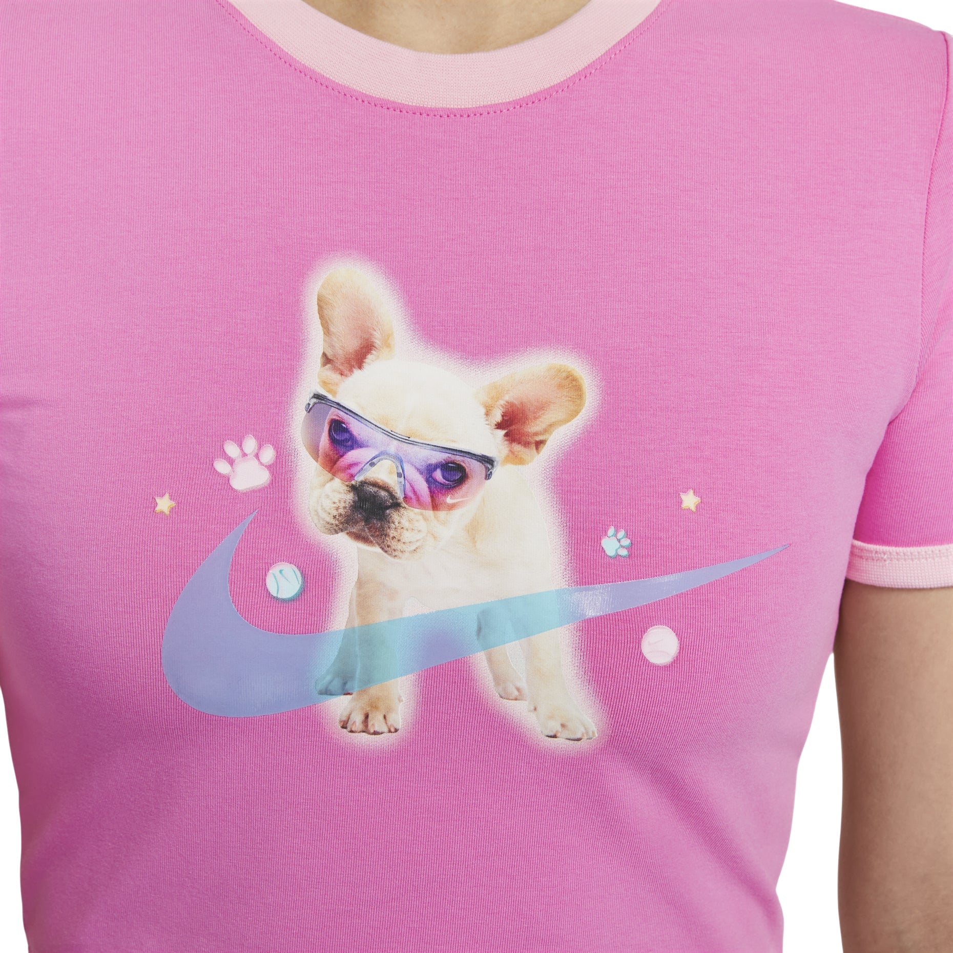 (WMNS) Nike Sportswear Graphic Slim Crop T-shirt Asia Sizing 'Pink' HM4621-675