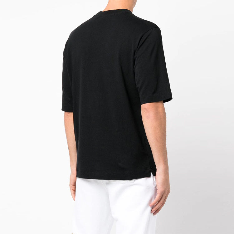 Off-White FW21 Logo Printing Round Neck Pullover Short Sleeve Loose Fit Black OMAA119F21JER0051001