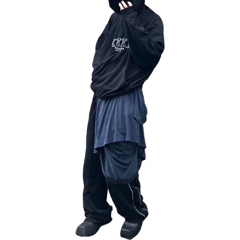 Balenciaga XXXL Patched T-Shirt Hoodie Oversized 'Black' 720406TNVD91070
