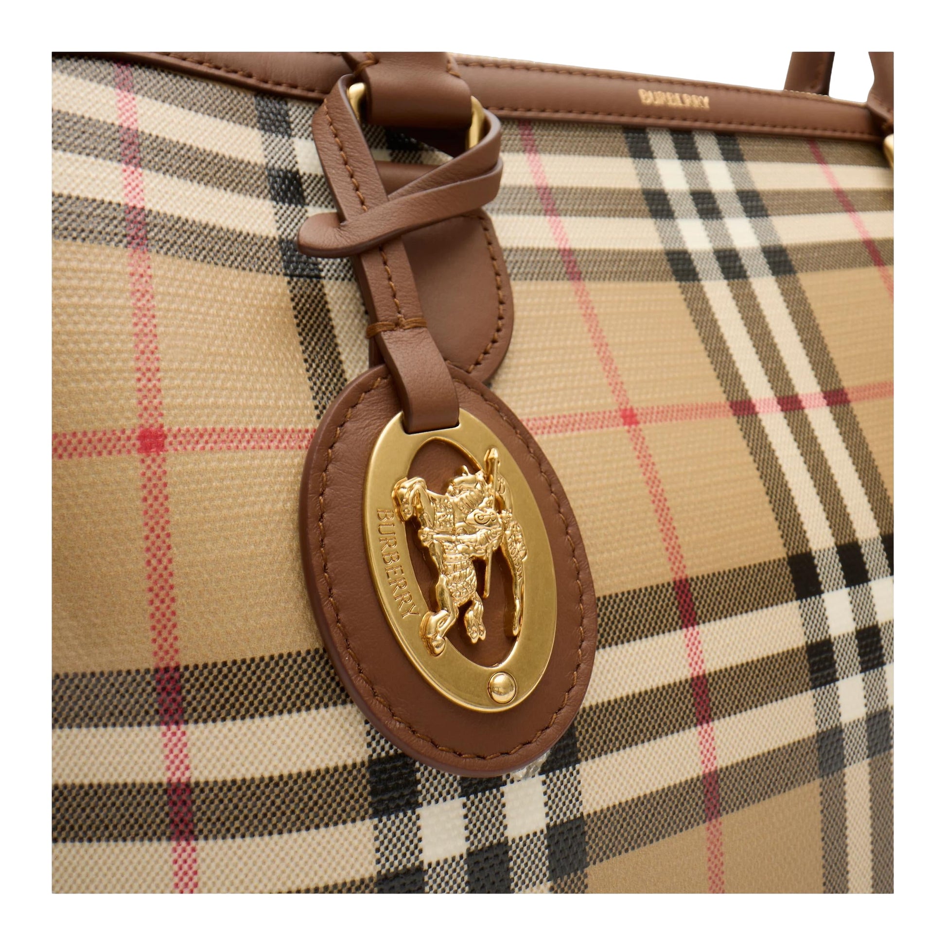 (WMNS) Burberry Small Check Zip Tote ‘Archive beige' 81290481