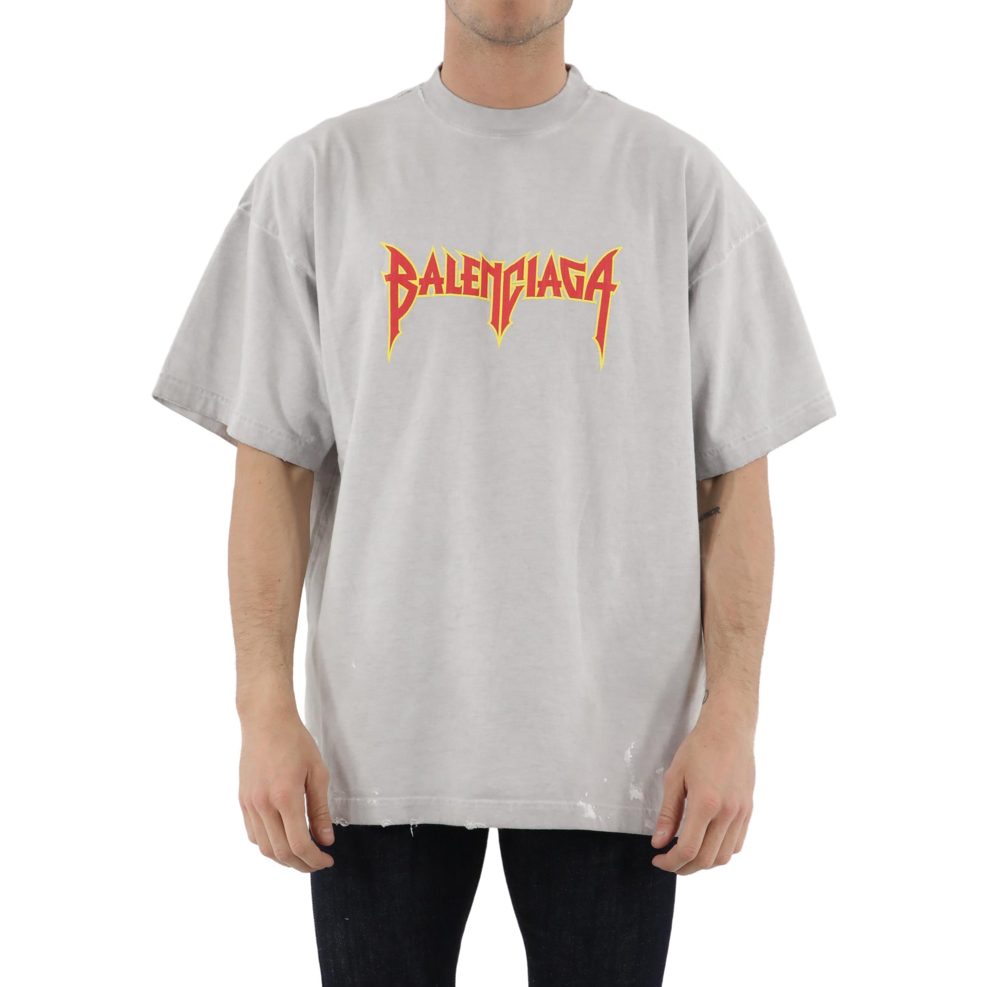 Balenciaga Metallica Short Sleeve T-Shirt Oversized Fit 'White Orange' 694576TMV880901