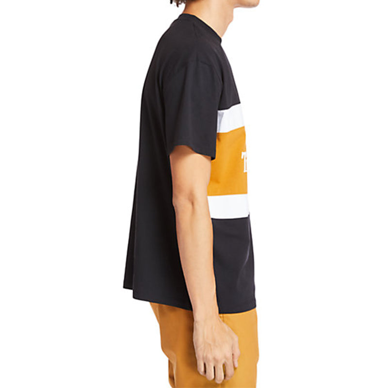 Men's Timberland Contrast Color Stitching Color Block Short Sleeve Black A22S1P56