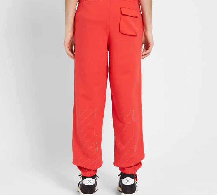 Men's Off-White Printing Logo Red Sports Pants/Trousers/Joggers OMCH020E19E300032091