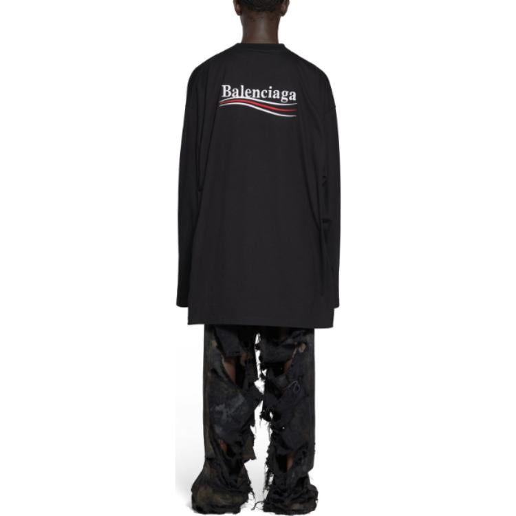 Balenciaga Political Campaign Long Sleeve T-Shirt Large Fit 'Black' 681046TKVJ11070