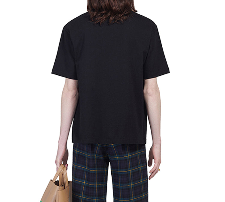 Men's Balenciaga Retro Knit BB Paris Printing Short Sleeve Version Black 594579TGV601000