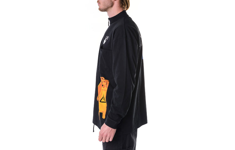 Off-White SS21 Pattern Half Zipper Long Sleeves Black OMAB031F20FAB0011010