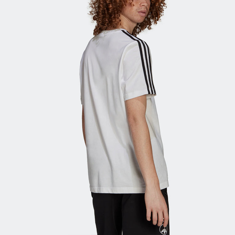 Men's adidas originals United Tee Upside Down Large Logo Stripe Round Neck Casual Sports Short Sleeve White T-Shirt HF4907