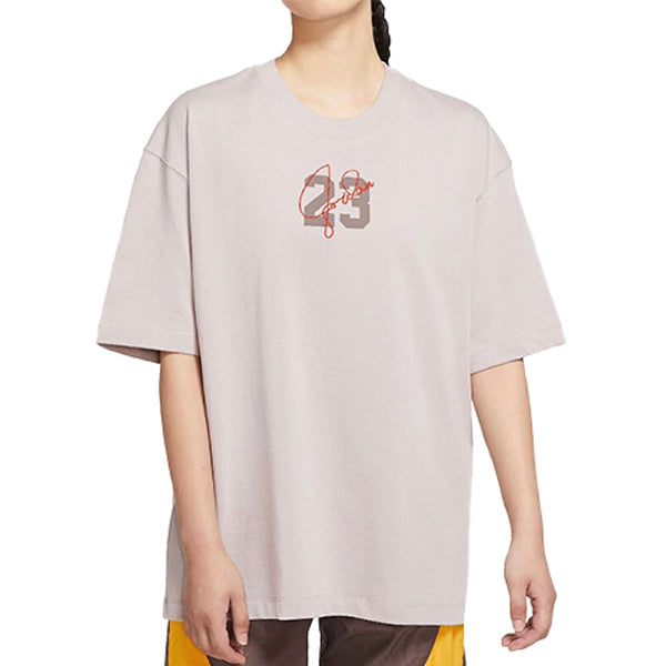 (WMNS) Air Jordan Essentials Logo Alphabet Printing Round Neck Loose Short Sleeve Pink T-Shirt DM3245-286