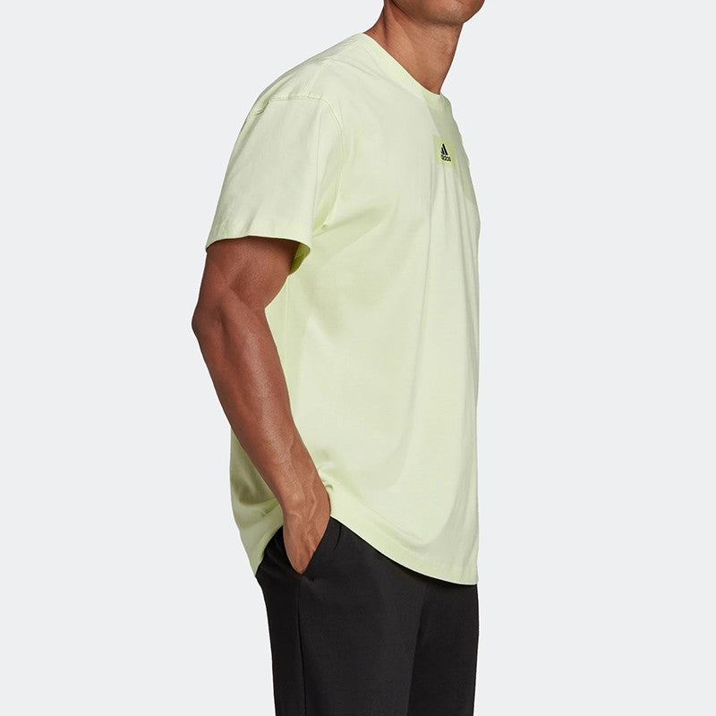 Men's adidas Solid Color Logo Athleisure Casual Sports Short Sleeve Green T-Shirt HE4366