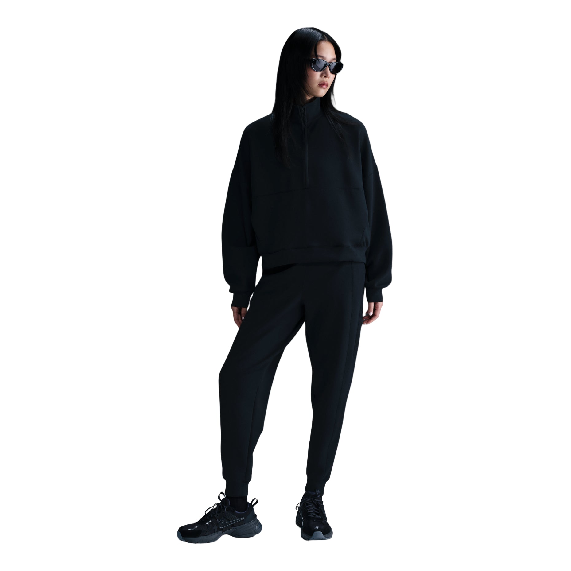 (WMNS) Nike 24.7 ImpossiblySoft Dri-FIT 1/2-Zip T-shirt Oversized Fit 'Black' HQ8189-010