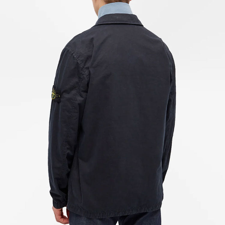STONE ISLAND Brushed Cotton Canvas Zip Overshirt 'Navy' 7715101WN-V0120