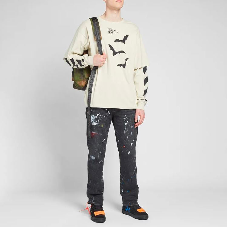 Off-White Diagonal Bats Double Sleeve For Men White OMAB022E191850074810