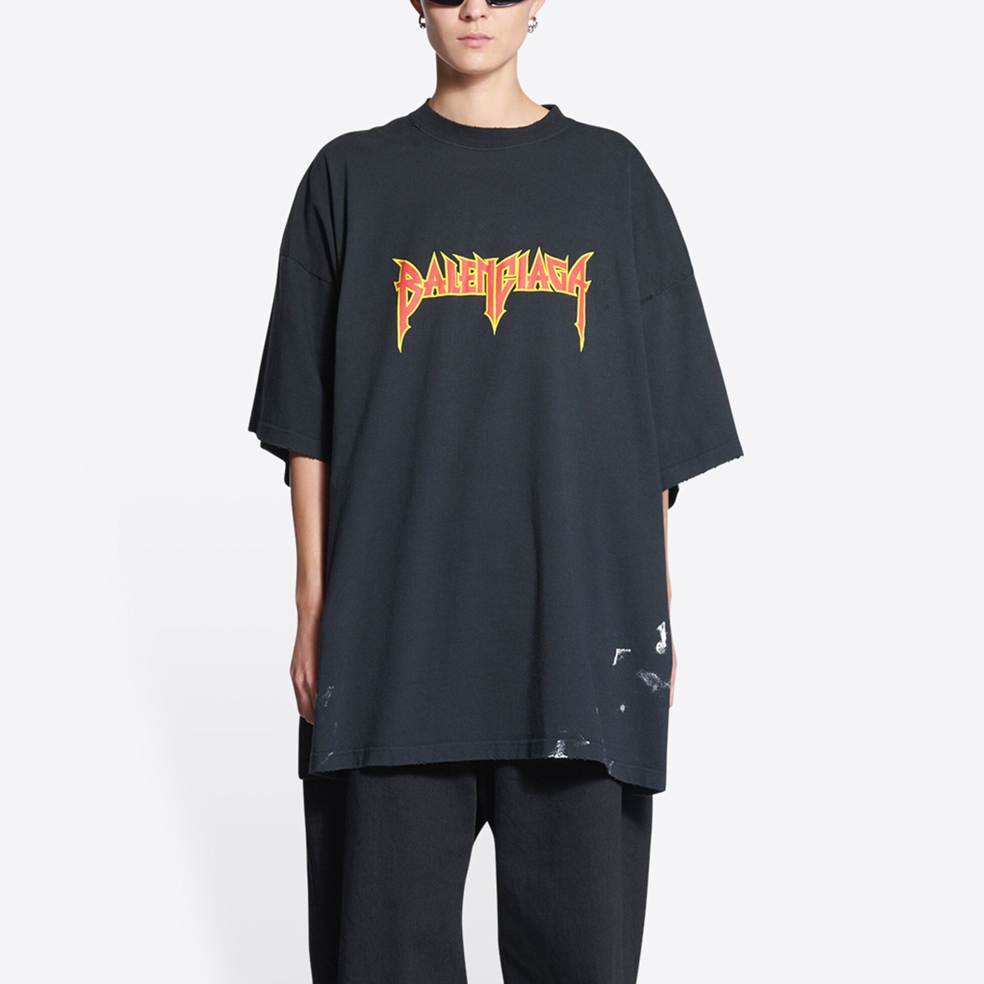 Balenciaga Metallica Short Sleeve T-Shirt Oversized Fit 'Black Orange' 694576TMV880105