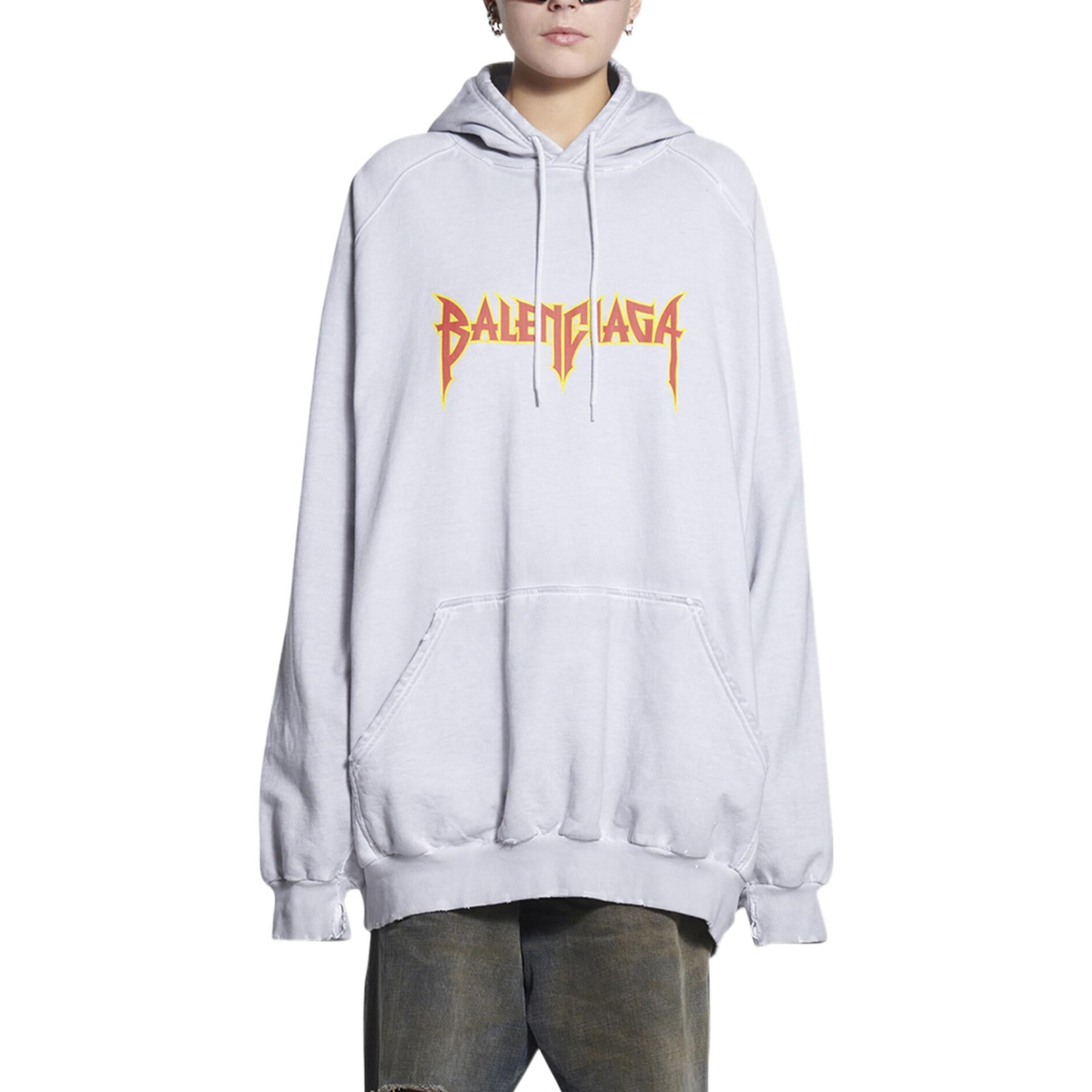 Balenciaga Metallica Hoodie Oversized Fit 'Dirty White Orange' 697879TMV890901