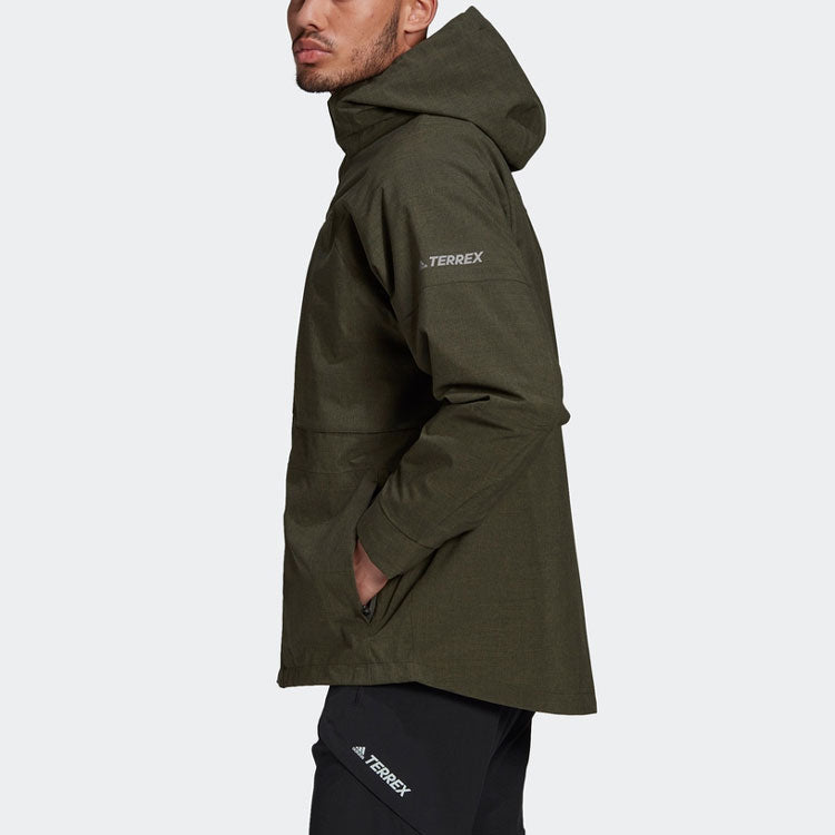 Men's adidas Terrex Outdoor Stay Warm 3 In 1 Hooded Jacket Green GE9895