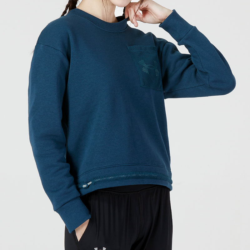 (WMNS) Under Armour Rival Fleece Mesh Crew Sweatshirt 'Blue' 1365847-413