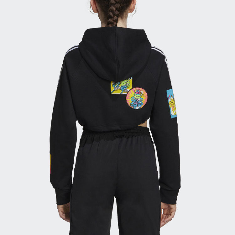 (WMNS) adidas Originals x Jeremy Scott Cropped Hoodie 'Black Red' H53361