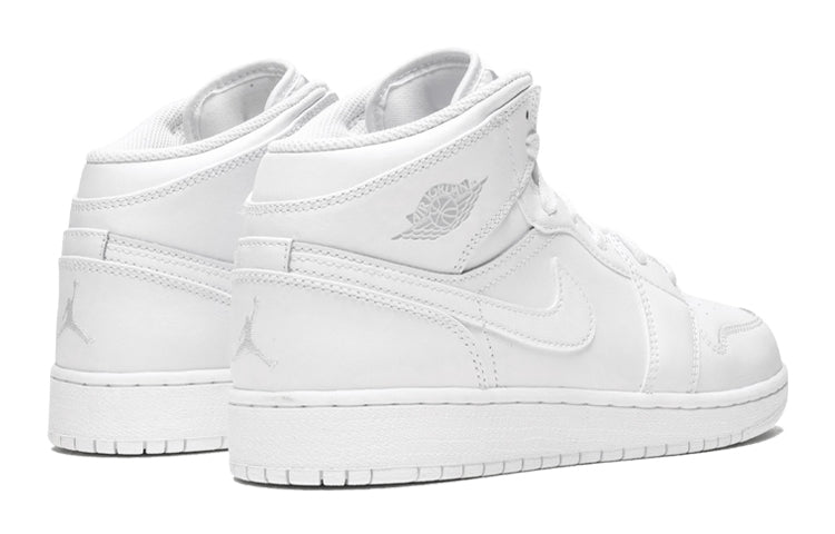(GS) Air Jordan 1 Retro Mid 'Triple White' 554725-104