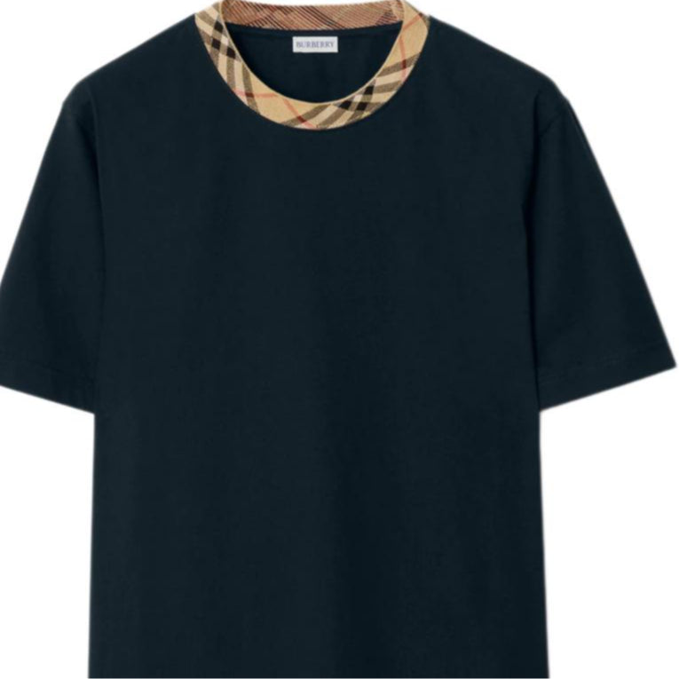 Burberry 26 Check Trim Cotton T-shirt 'Navy' 81189591