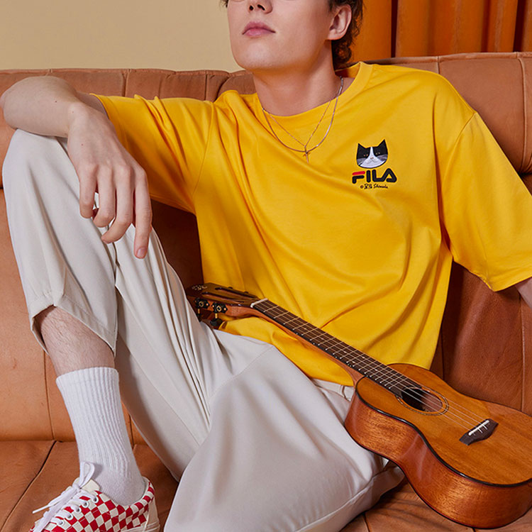 FILA x Pepe Shimada Unisex Printing Round-neck Yellow F11M123190F-YE