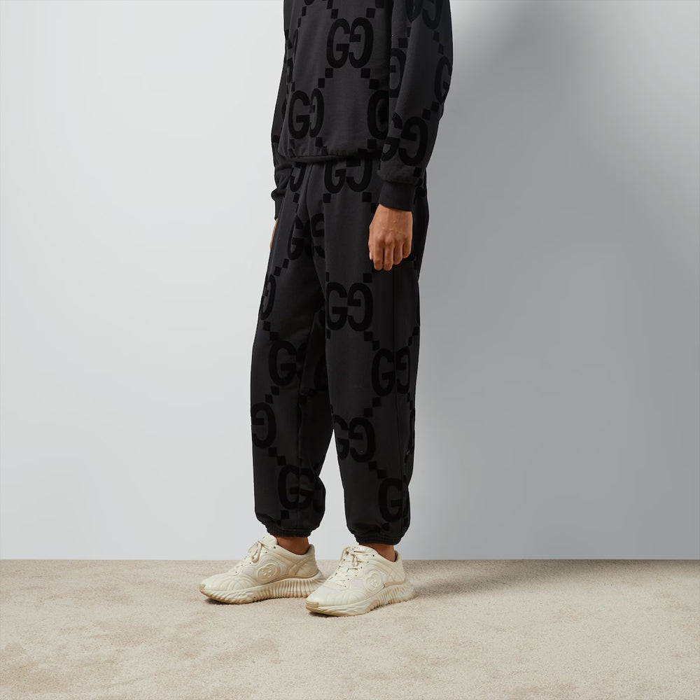 Gucci GG Flocked Print Cotton Fleece Sweattrouser 'Black' 768502-XJF37-1868