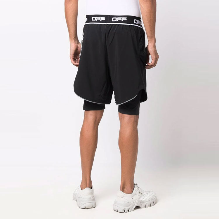 Off-White Active Arrow Pattern Sports Shorts Version Black OMVH012I21FAB0011020