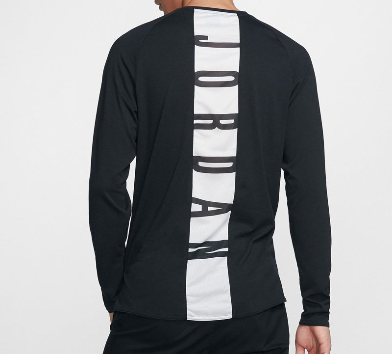 Air Jordan 25 Alpha Dri-Fit Back Printing Long Sleeves 'Black' 926437-010