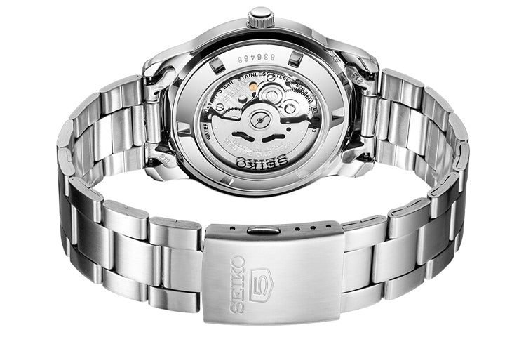 Men's SEIKO No. 5 Sports Steel strip waterproof Business Mechanical Watch White SNKP15K1