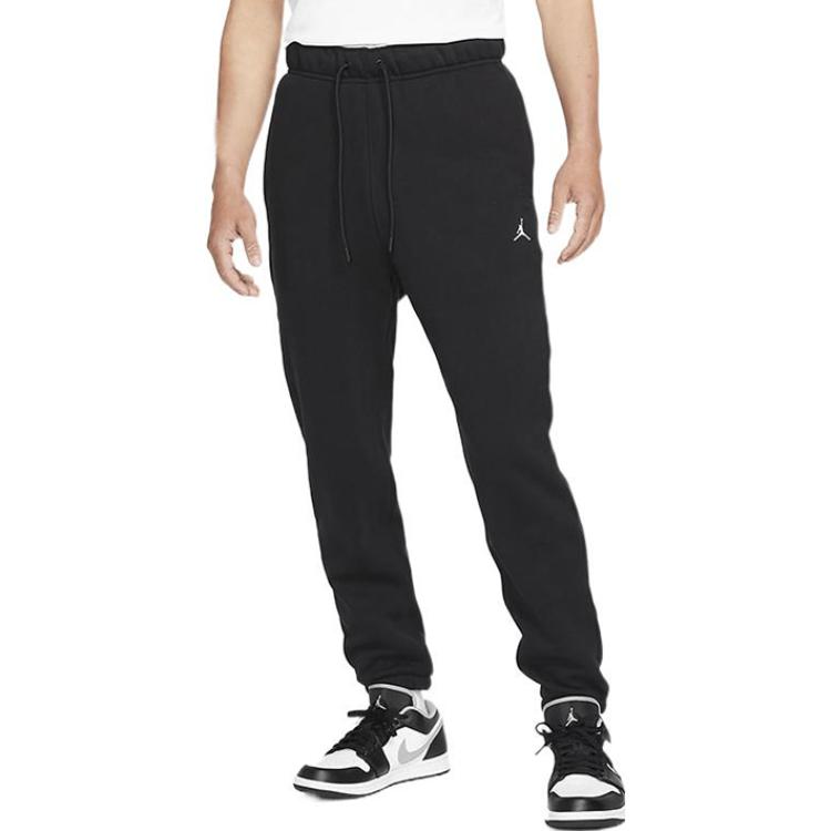 Men's Air Jordan Solid Color Logo Printing Drawstring Lacing Training Sports Pants/Trousers/Joggers Black DA9821-010