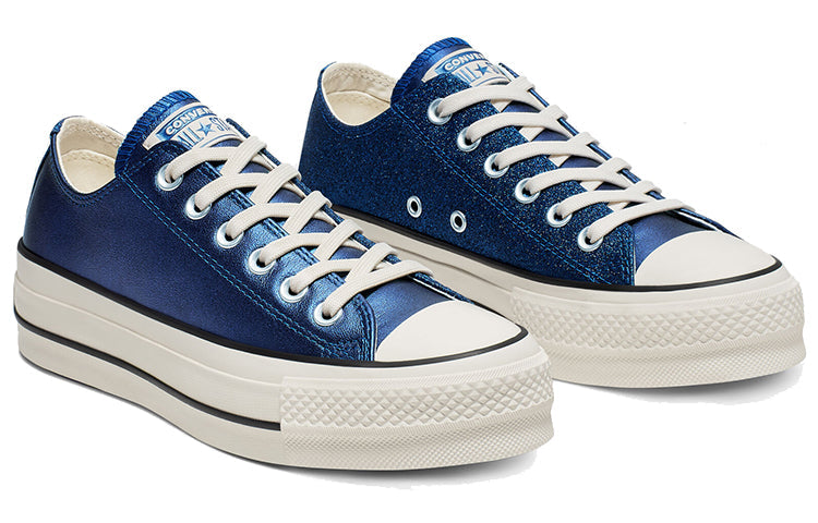 (WMNS) Converse Glitter Platform Chuck Taylor All Star Low Top Leather Blue White 565825C