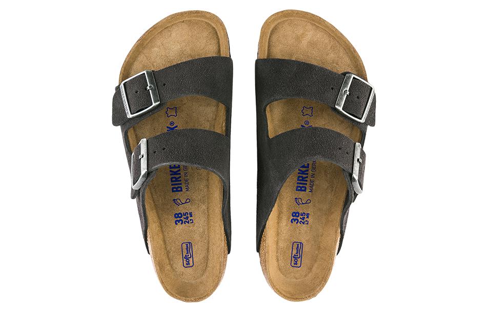 Birkenstock Arizona Soft Footbed Suede Leather Narrow Fit Sandals 'Velvet Gray' 0552323