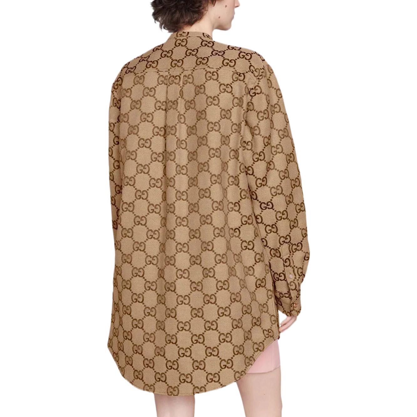 (WMNS) Gucci Maxi GG Canvas Shirt 'Camel Ebony' 669337-ZAHT5-2580