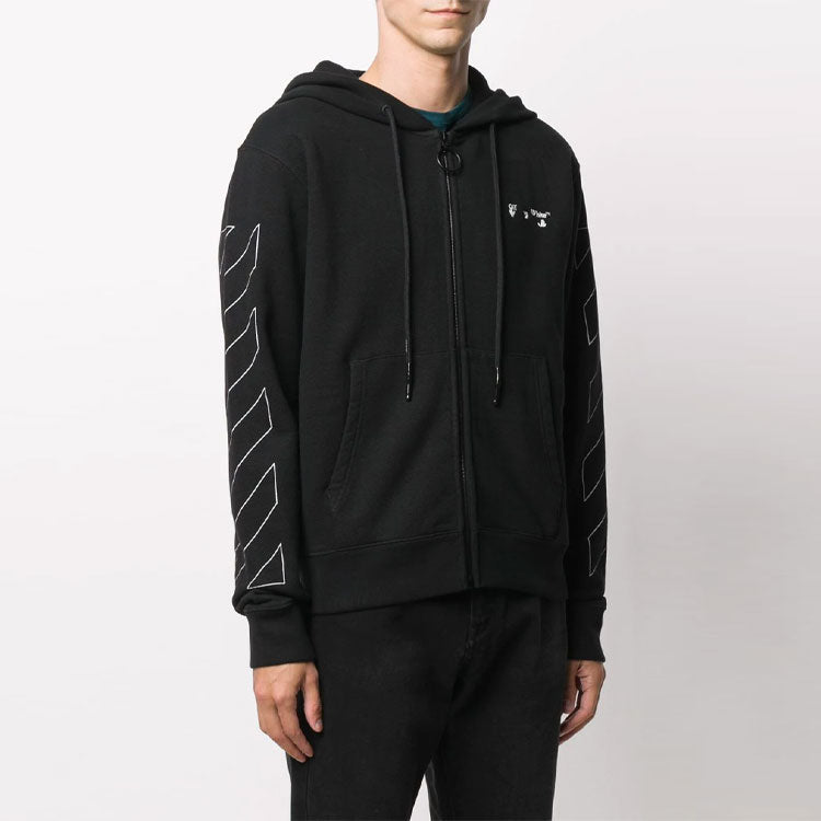 Off-White Diag Zipper Hooded Jacket Black OMBE001F20FLE0011001