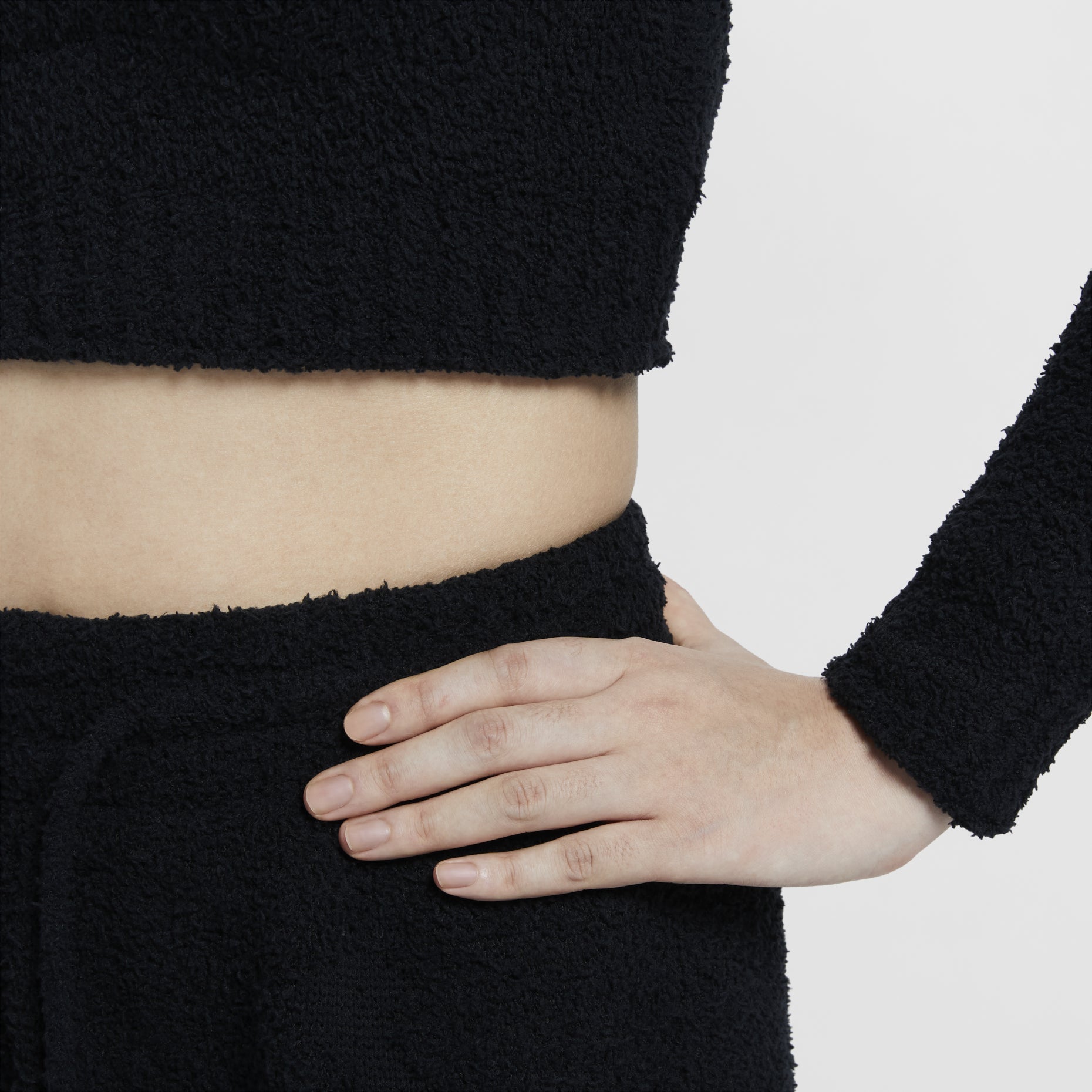 (WMNS) Nike Sportswear Phoenix Cosy Boucle Tight Long Sleeve Knit T-shirt Asia Sizing 'Black' FZ1717-010