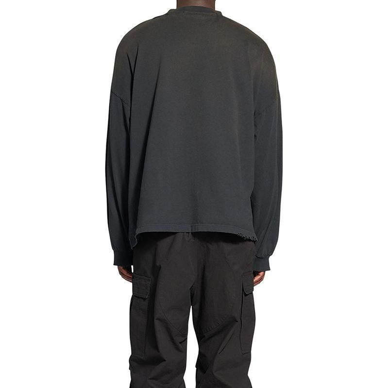 Balenciaga Embroidered BB Sleeve Crewneck Sweater 'Washed Black White' 699191TMVG79034