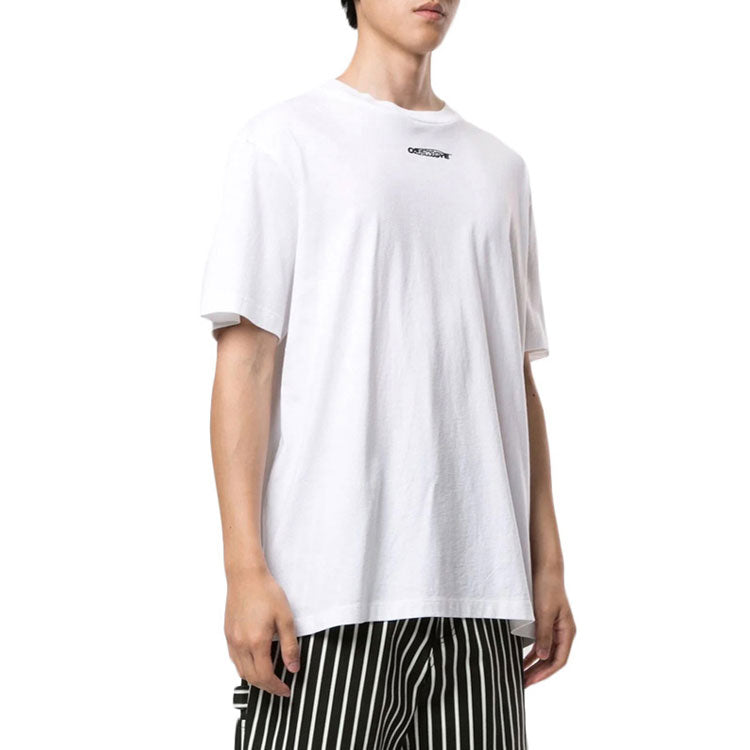 Men's Off-White Logo Graffiti Round Neck Pullover Short Sleeve Loose Fit White T-Shirt 0MAA038E20JER0070110