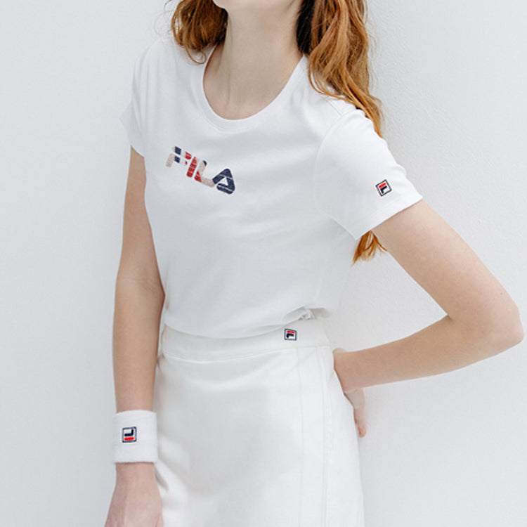 (WMNS) FILA Short Sleeve Casual Minimalistic Cozy Short Sleeve White F11W021125F-WT