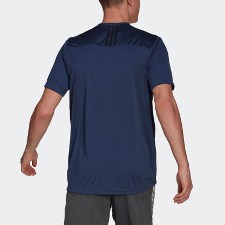adidas Logo Printing Training Sport Round NeckShort Sleeve Men's Navy GM2129
