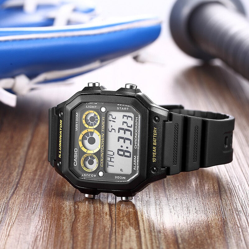 CASIO Waterproof Sports Mens Black Digital AE-1300WH-1A
