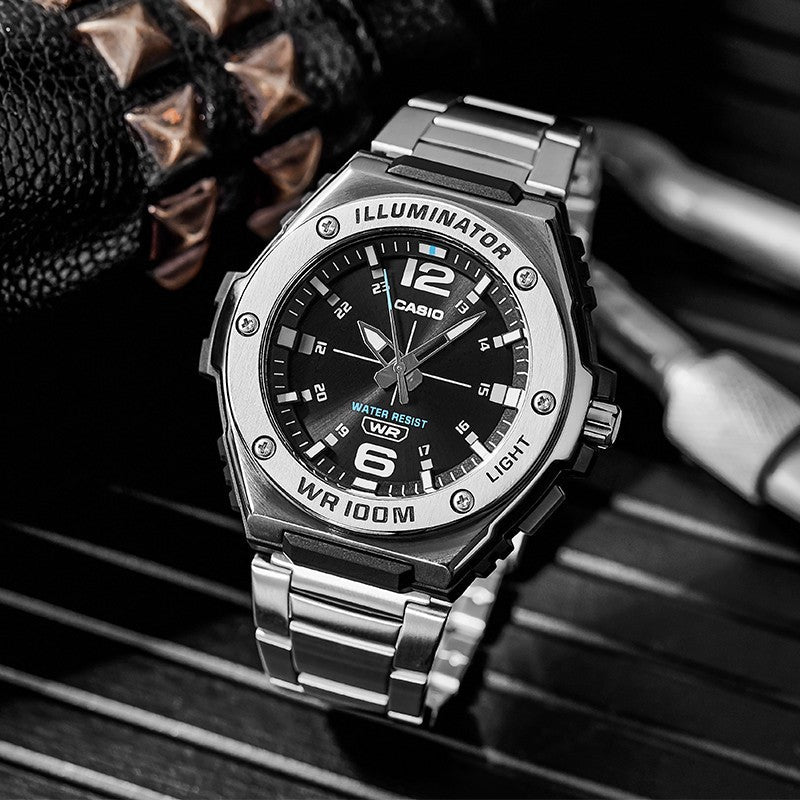 CASIO Quartz Limited Edition Waterproof Stainless Steel Strap Unisex Mens Black Analog MWA-100HD-1A