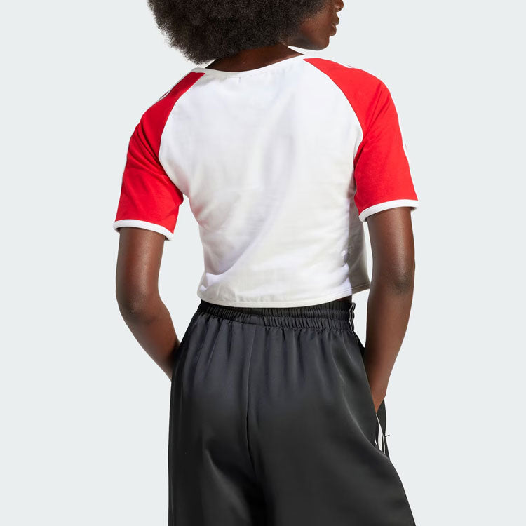 (WMNS) adidas Originals x Mickey Mouse 3-Stripes Icon For Her Baby T-Shirt Asia Sizing 'White Red' IY2268