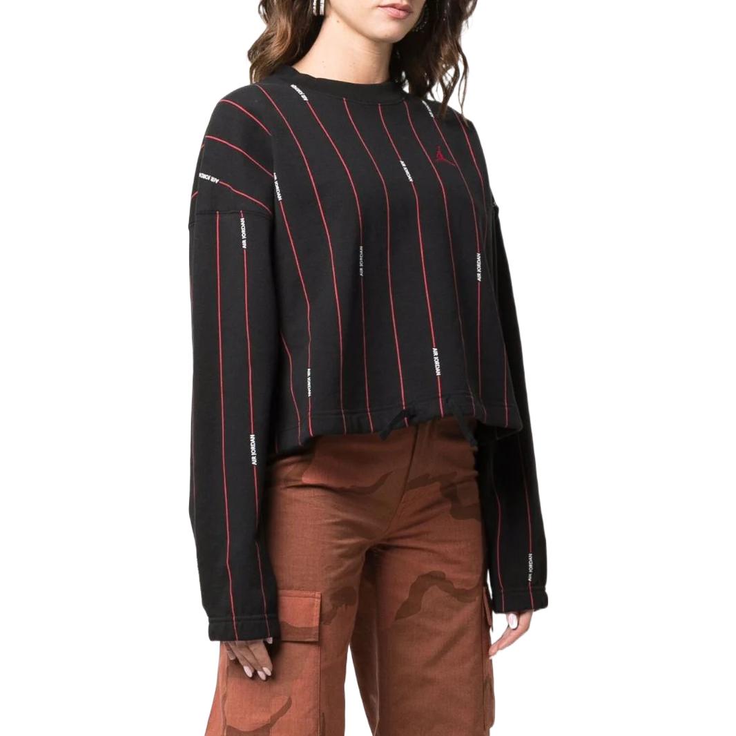 (WMNS) Air Jordan Essentials Fleece Top 'Black Red' DJ2623-010