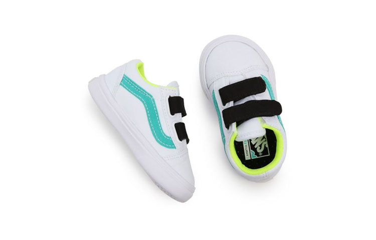 Vans Toddler Fluro Comfycush Old Skool Velcro Sneakers White/Green BP VN0A4TZIABU
