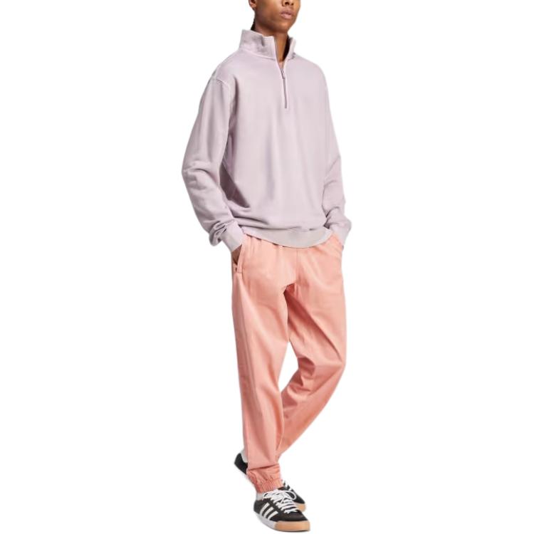 adidas Trefoil Essentials+ Dye Half Zip Crew Sweatshirt Asia Sizing 'Light Purple' IS1745
