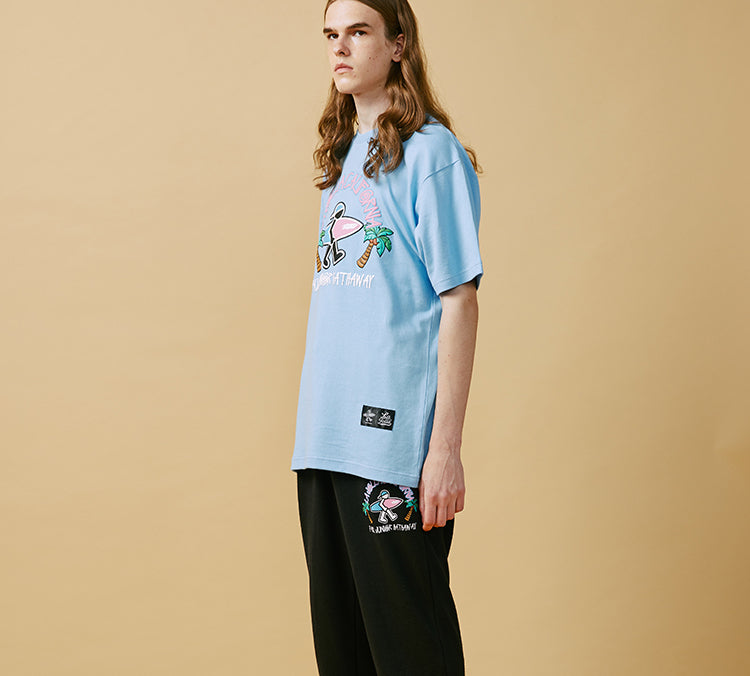PJs Vigor Multi-Color Pattern Printing Short Sleeve Unisex Blue 20SSTS10314-P
