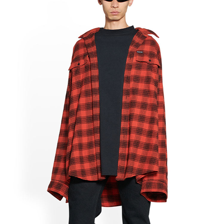 Balenciaga Trompe L'oeil Checked Shirt And T-Shirt 'Red Navy' 699371TNM256167