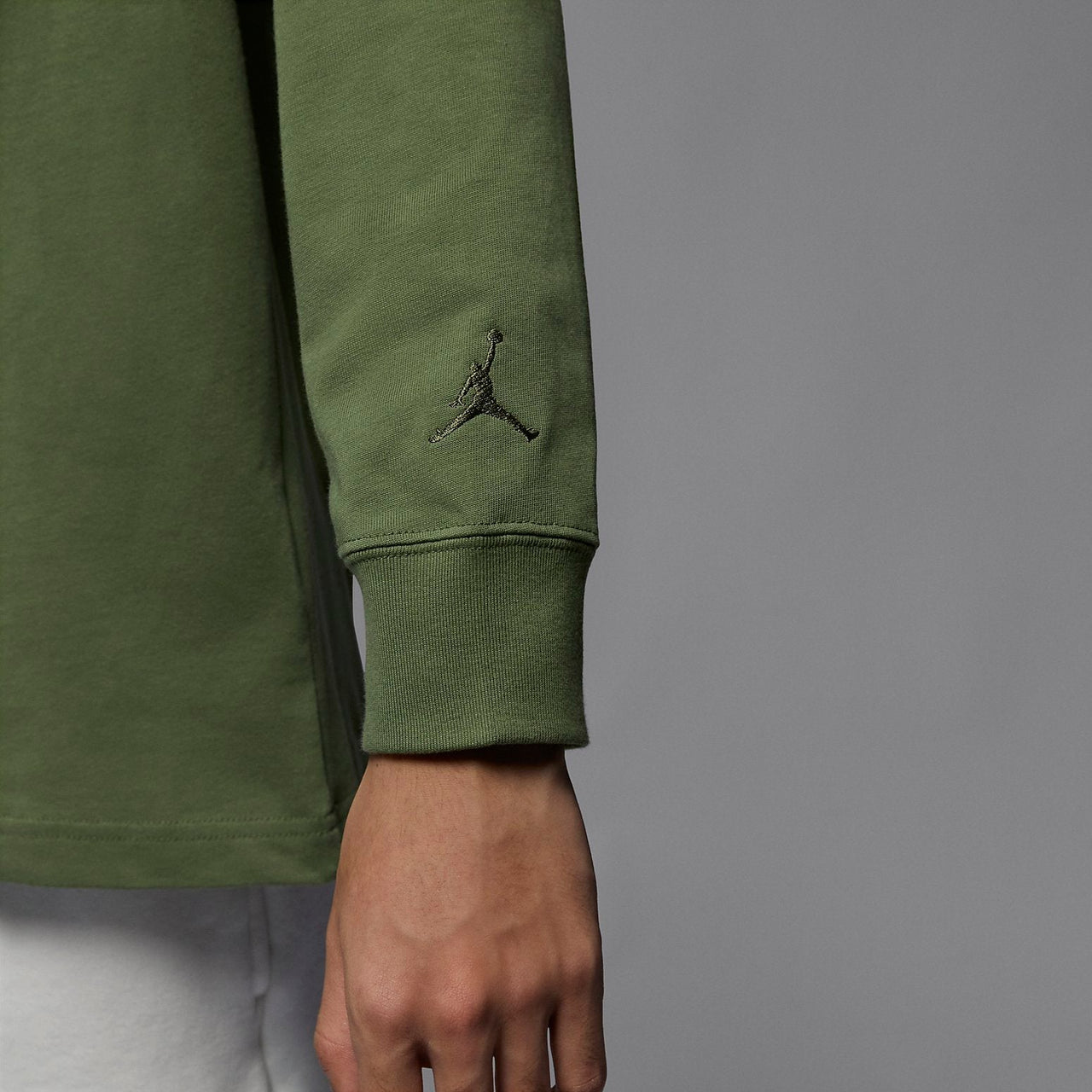 Air Jordan Wordmark Long Sleeve Shirt Asia Sizing 'Sky J Light Olive' FJ0703-340
