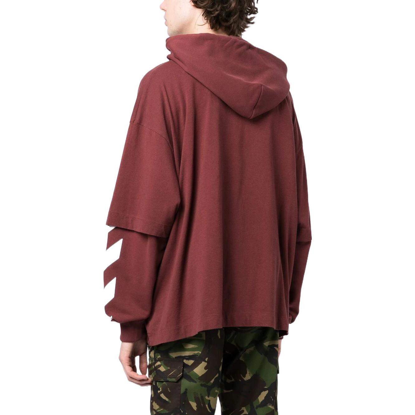 Off-White Diag-Sleeve Cotton Hoodie OMBB098F22FLE0012801